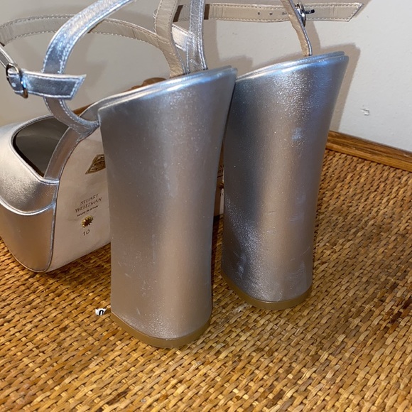 Skyhigh Metallic Ankle-strap Platform Pumps In Silver - Picture 6 of 8